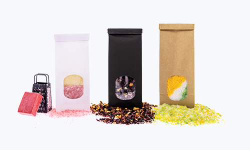 Block bottom bags with window