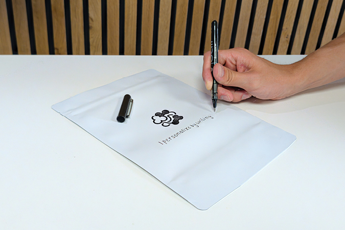 Zelf schrijven op een stazak Zelf schrijven op een stazak
