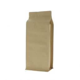 Flat bottom pouch kraft paper - brown - 95x230+{35+35} mm (900ml)