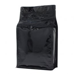 Flat bottom pouch with zipper - shiny black - 150x255+{40+40} mm (1,5lt)