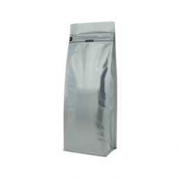 Flat bottom pouch with front zipper - matt silver - 140x360+{47,5+47,5} mm (2,8-3,3 ltr)