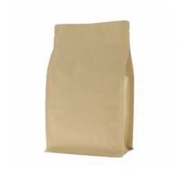 Flat bottom pouch kraft paper with zipper - brown
