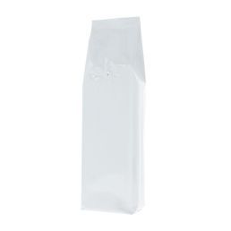 Side gusset coffee pouch - shiny white - 500 gr (85x360+{30+30} mm)