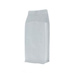 Flat bottom coffee pouch - shiny white - 500 gr (110x280+{40+40} mm)