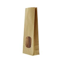 Block bottom bag kraft paper with window - brown