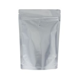 Coffee pouch - matt silver - 100 gr (120x200+{40+40} mm)