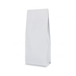 Flat bottom coffee pouch - matt white - 500 gr (110x280+{40+40} mm)
