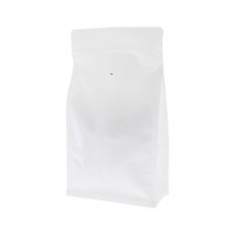 Flat bottom coffee pouch with zipper - matt white (100% recyclable)