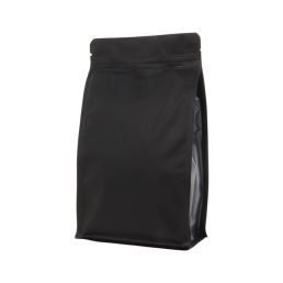 Flat bottom pouch with zipper - matt black