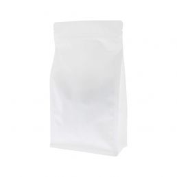 Flat bottom pouch with zipper - matt white (100% recyclable)