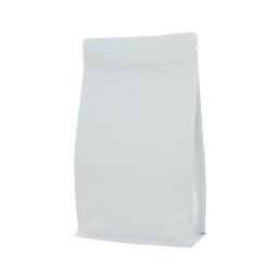 Flat bottom pouch with zipper - matt white