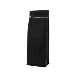Flat bottom coffee pouch with front zipper - matt black