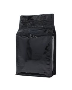 Flat bottom pouch with zipper - shiny black - 150x255+{40+40} mm (1,5lt)