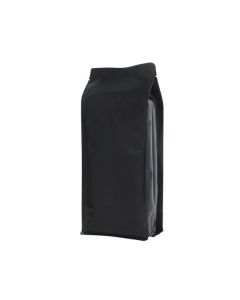 Flat bottom coffee pouch - matt black - 250 gr (95x230+{35+35} mm)