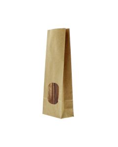 Block bottom bag kraft paper with window - brown