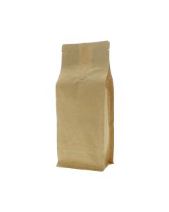 Flat Bottom coffee pouch kraft paper compostable - brown
