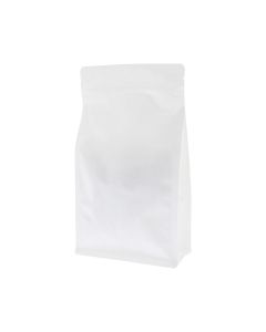 Flat bottom pouch with zipper - matt white (100% recyclable)
