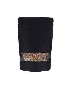 Stand-up pouch kraft paper with window - black