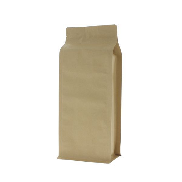 Flat bottom pouch kraft paper - brown - 110x280+{40+40} mm (1,4lt)