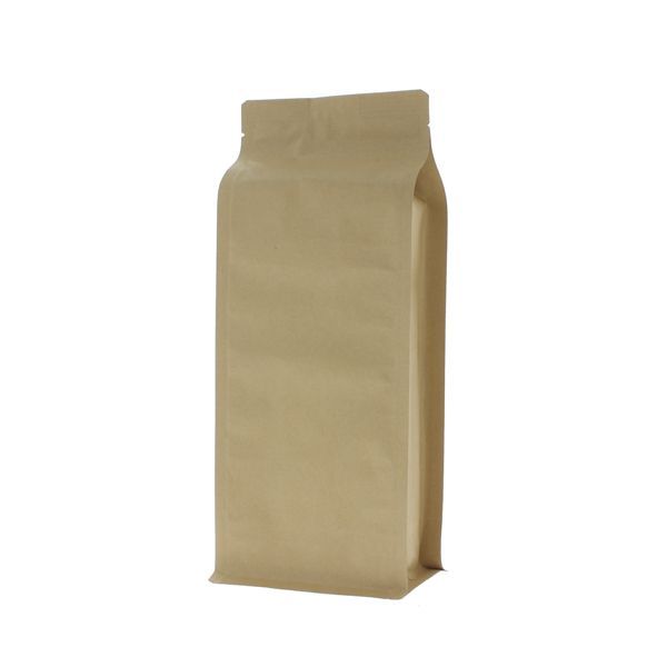 Flat bottom pouch kraft paper - brown - 140x350+{47,5+47,5} mm (2,8 lt)