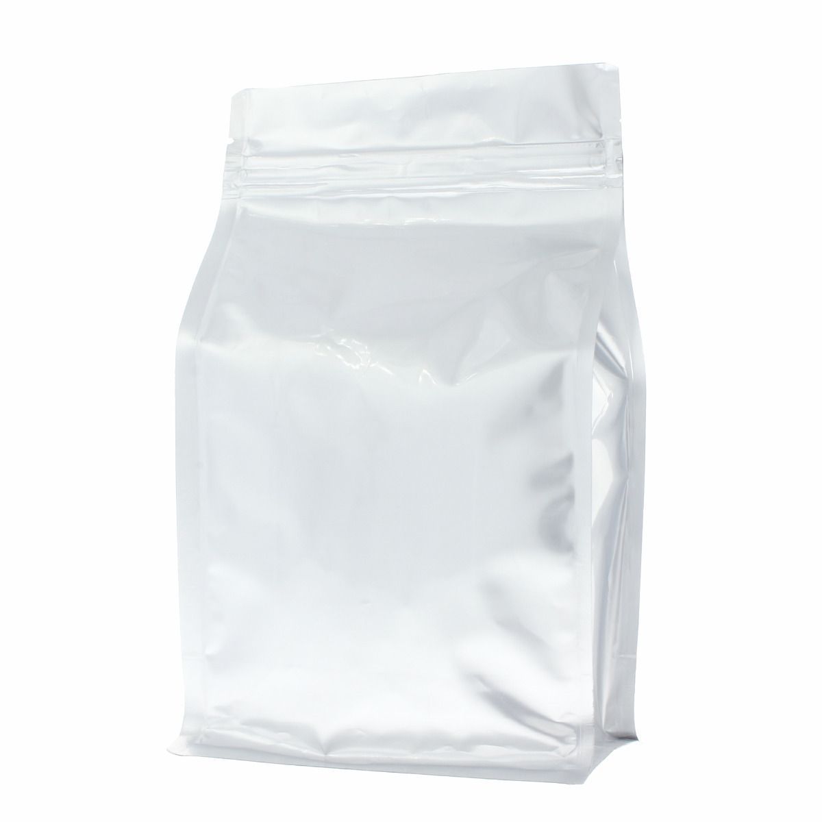 Flat bottom pouch with zipper - matt silver - 140x210+{35+35} mm (1lt) 