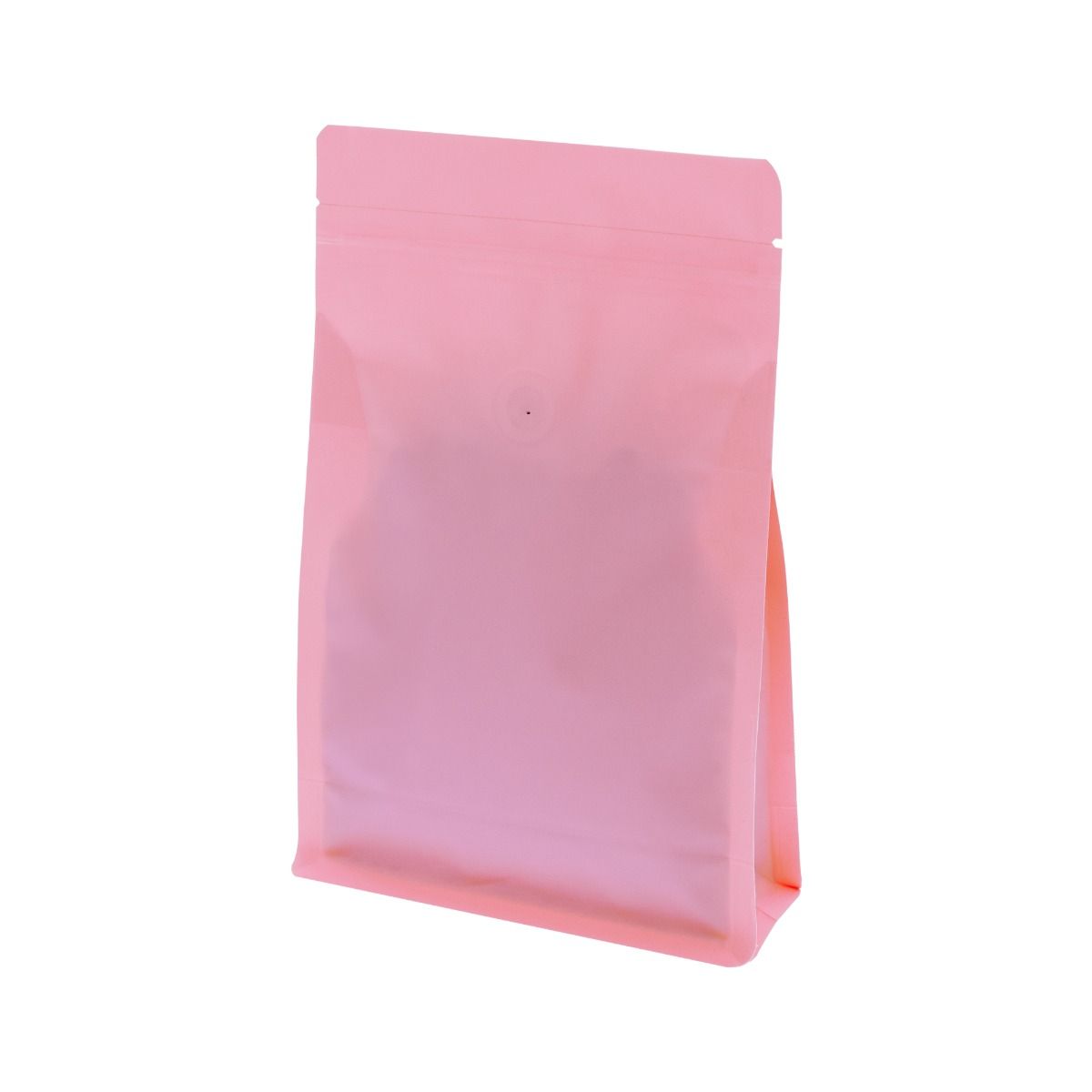 Flat bottom coffee pouch with zipper - matt pink (100% recyclable)