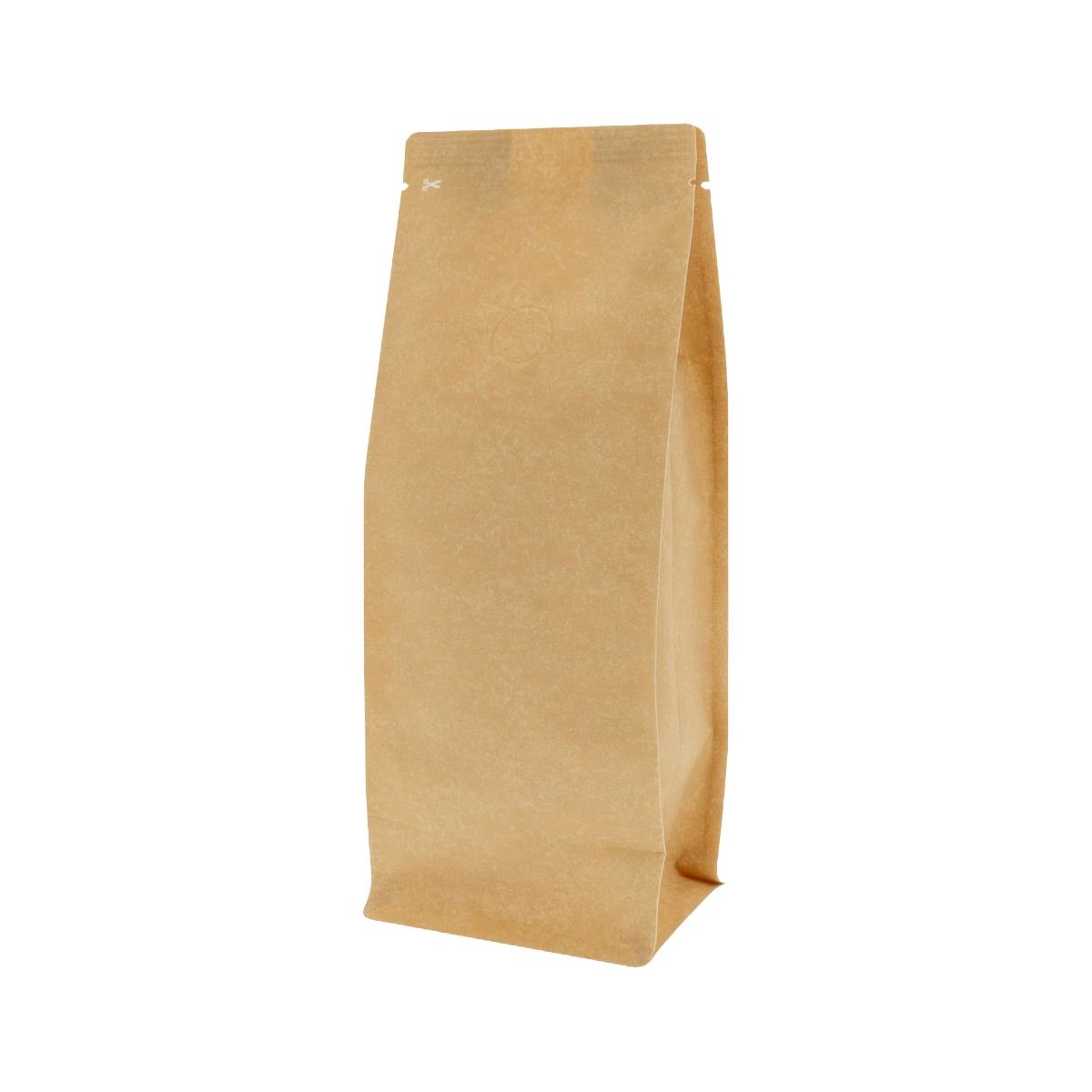 Flat bottom coffee pouch Kraft Look (100% recyclable) - 250 gr (95x230+{35+35} mm)