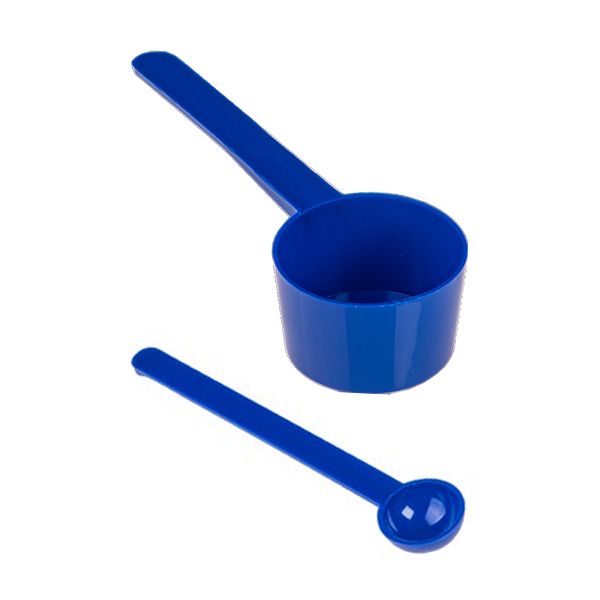 Measuring scoops with long handle - blue
