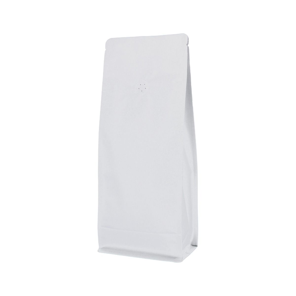 Flat bottom coffee pouch - matt white - 500 gr (110x280+{40+40} mm)