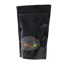 Stand-up pouch with oval window - shiny black - 190x265+{55+55} mm (1,3-1,4lt)