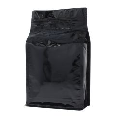 Flat bottom pouch with zipper - shiny black - 150x255+{40+40} mm (1,5lt)