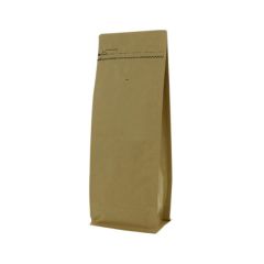 Flat bottom coffee pouch kraft paper with front zipper - brown - 110 gr (95x185+{30+30} mm)