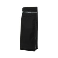 Flat bottom coffee pouch with front zipper - matt black