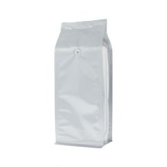 Flat bottom coffee pouch - matt silver - 1 kg (140x350+{47,5+47,5} mm)