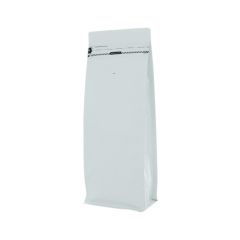 Flat bottom coffee pouch with front zipper - matt white