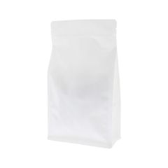 Flat bottom pouch with zipper - matt white (100% recyclable)