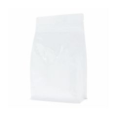 Flat bottom pouch with zipper - shiny white
