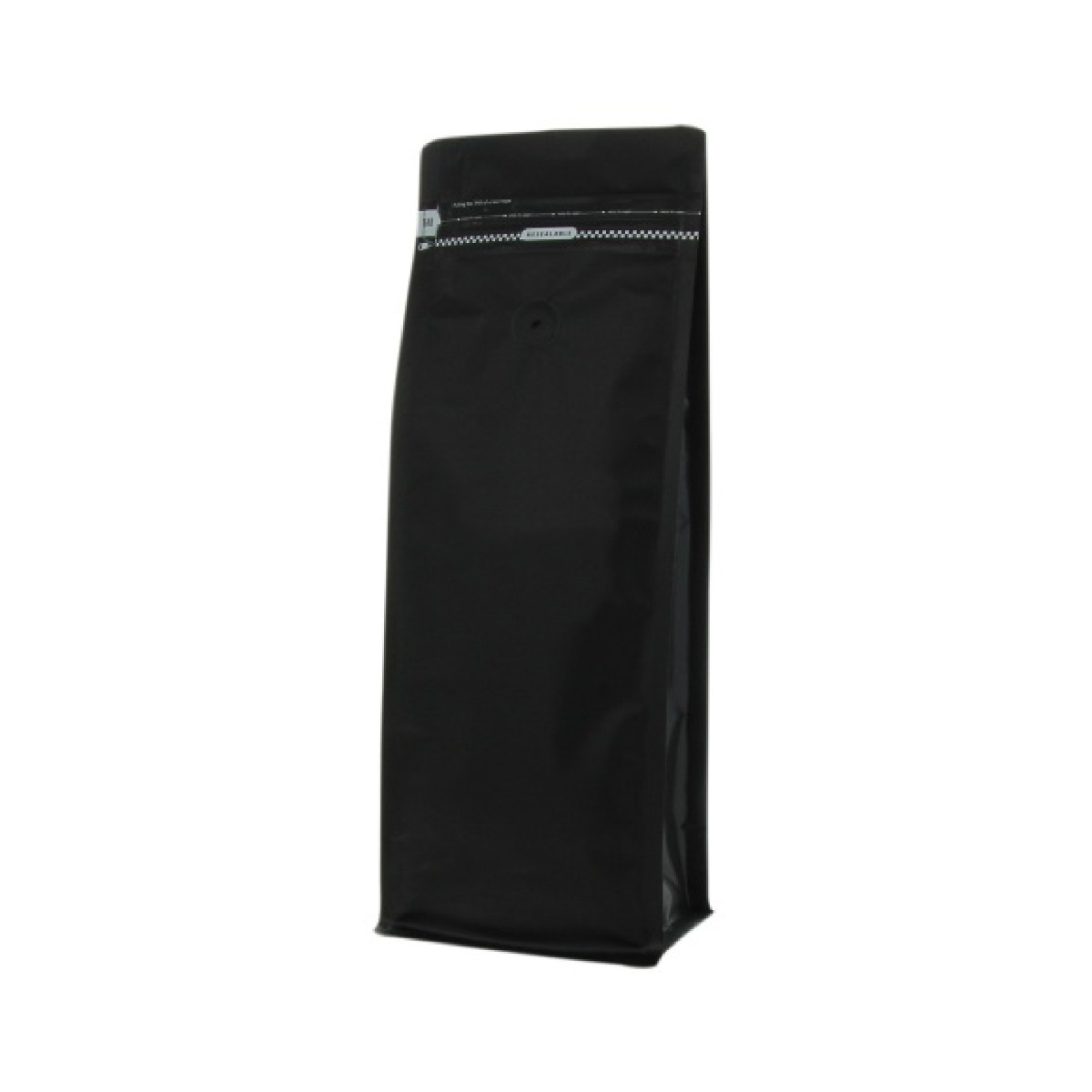 Flat bottom coffee pouch with front zipper - matt black