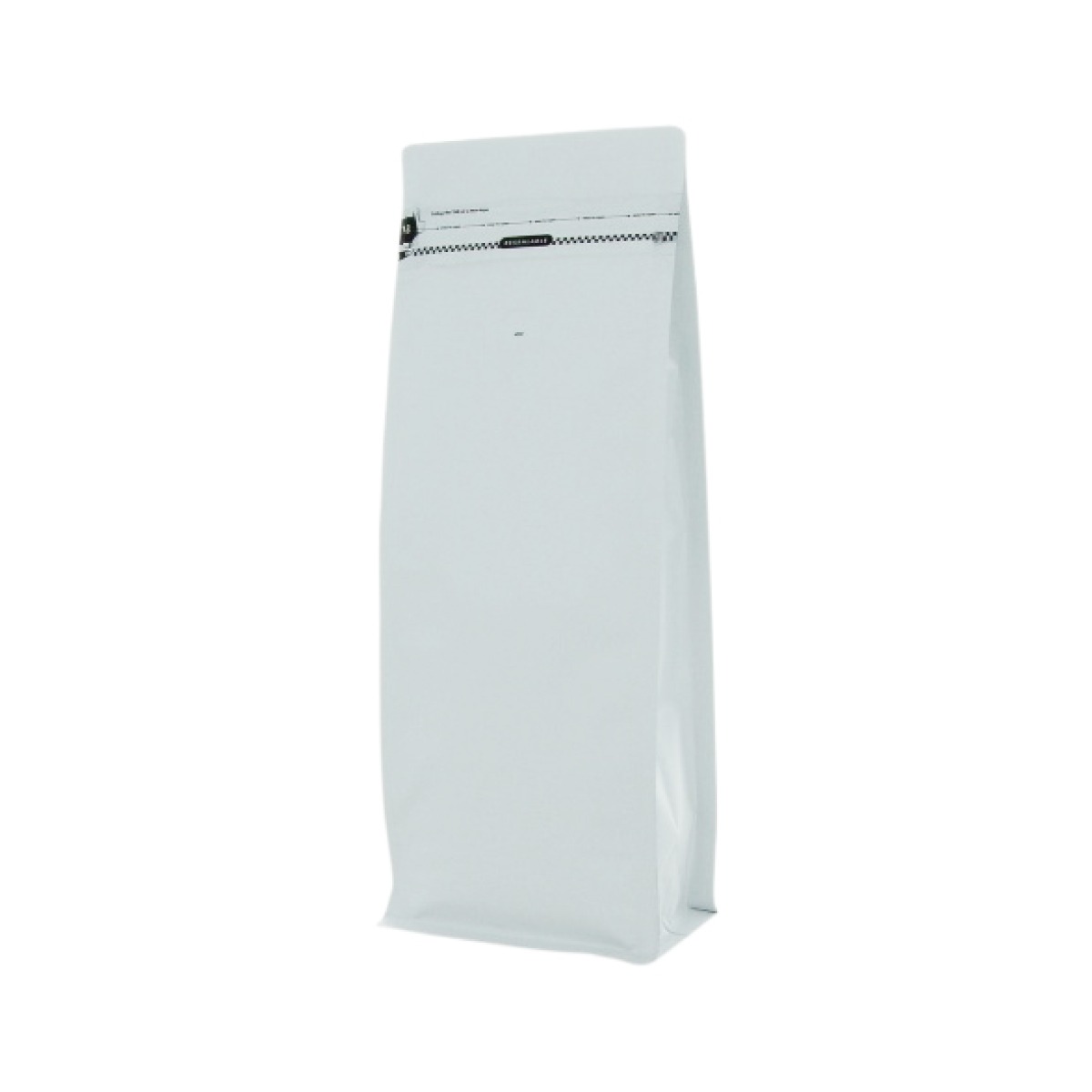 Flat bottom coffee pouch with front zipper - matt white